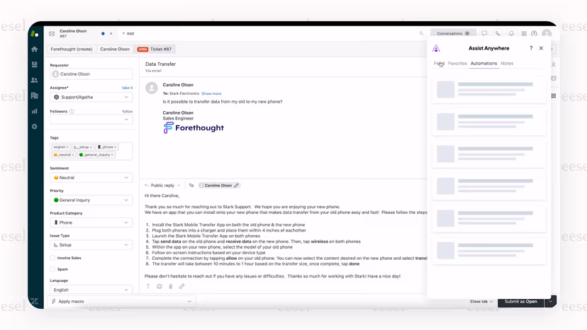 Forethought Interface Screenshot