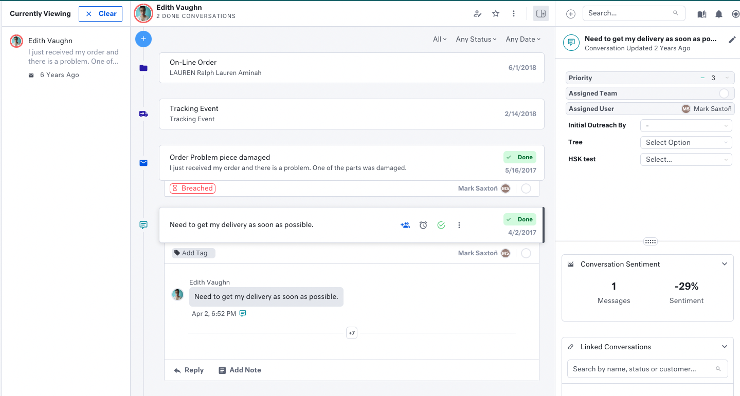 Kustomer Interface Screenshot
