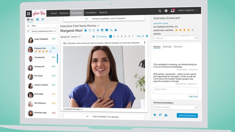 Hirevue Interface Screenshot