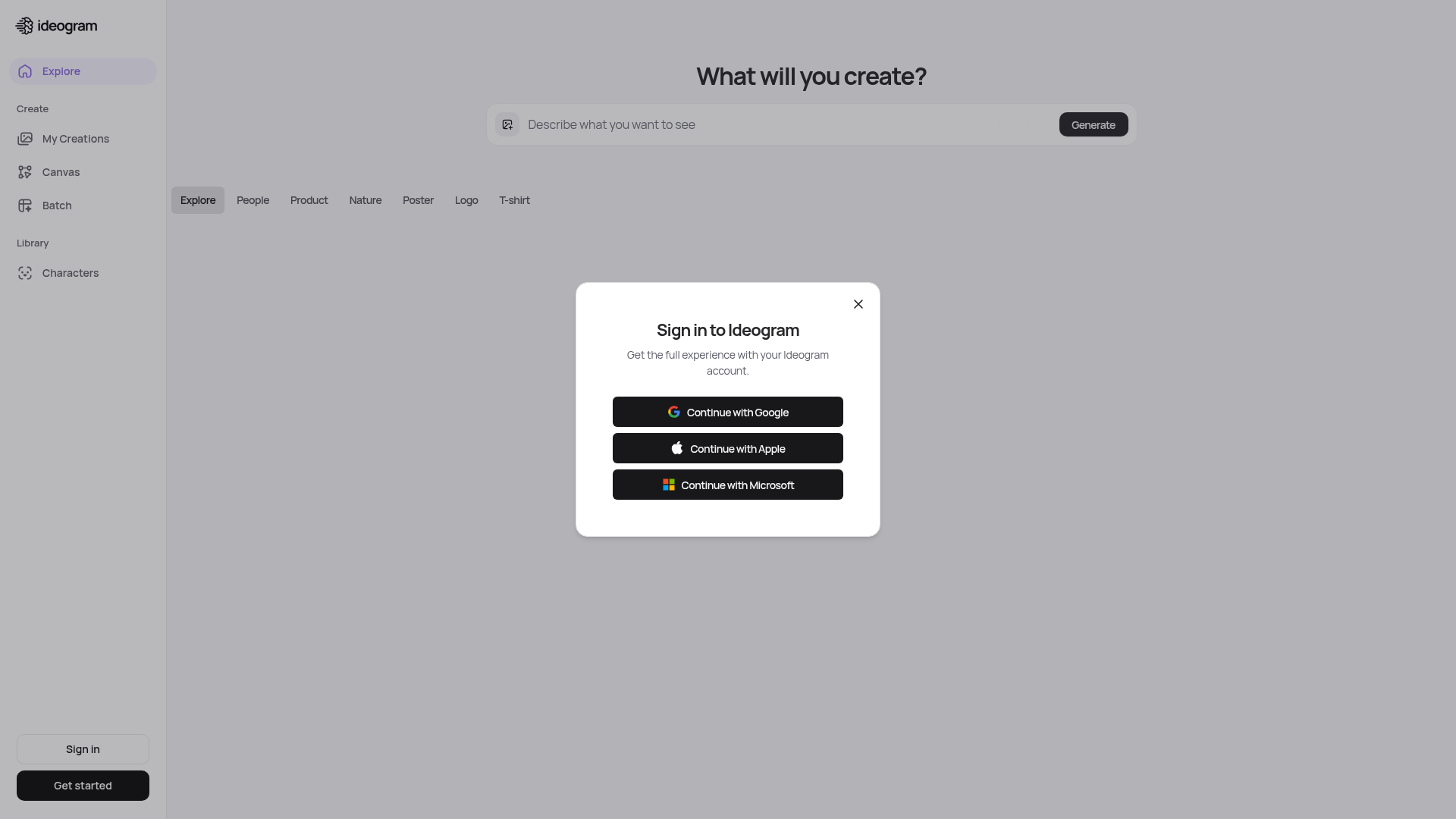 Ideogram Interface Screenshot