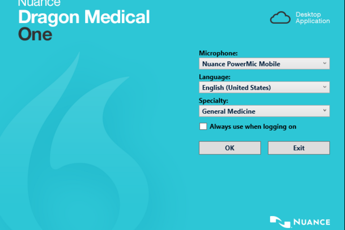 Nuance Dragon Medical Interface Screenshot