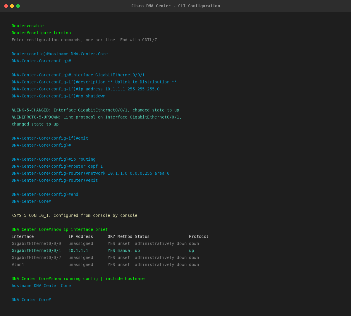 Cisco CLI Configuration