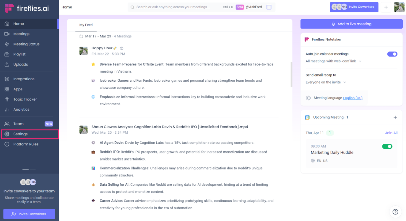 Fireflies.ai Interface