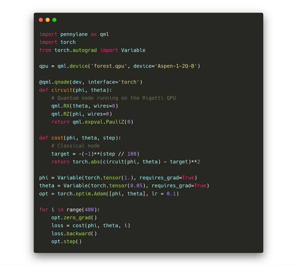 Xanadu Pennylane Interface Screenshot
