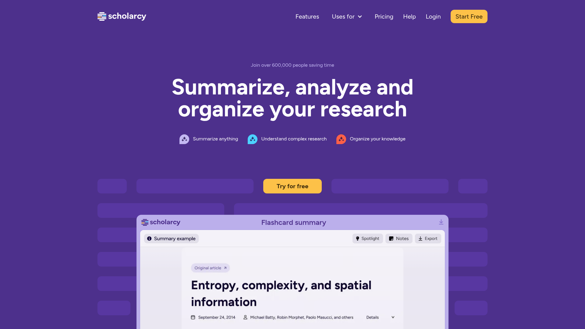 Scholarcy Interface Screenshot