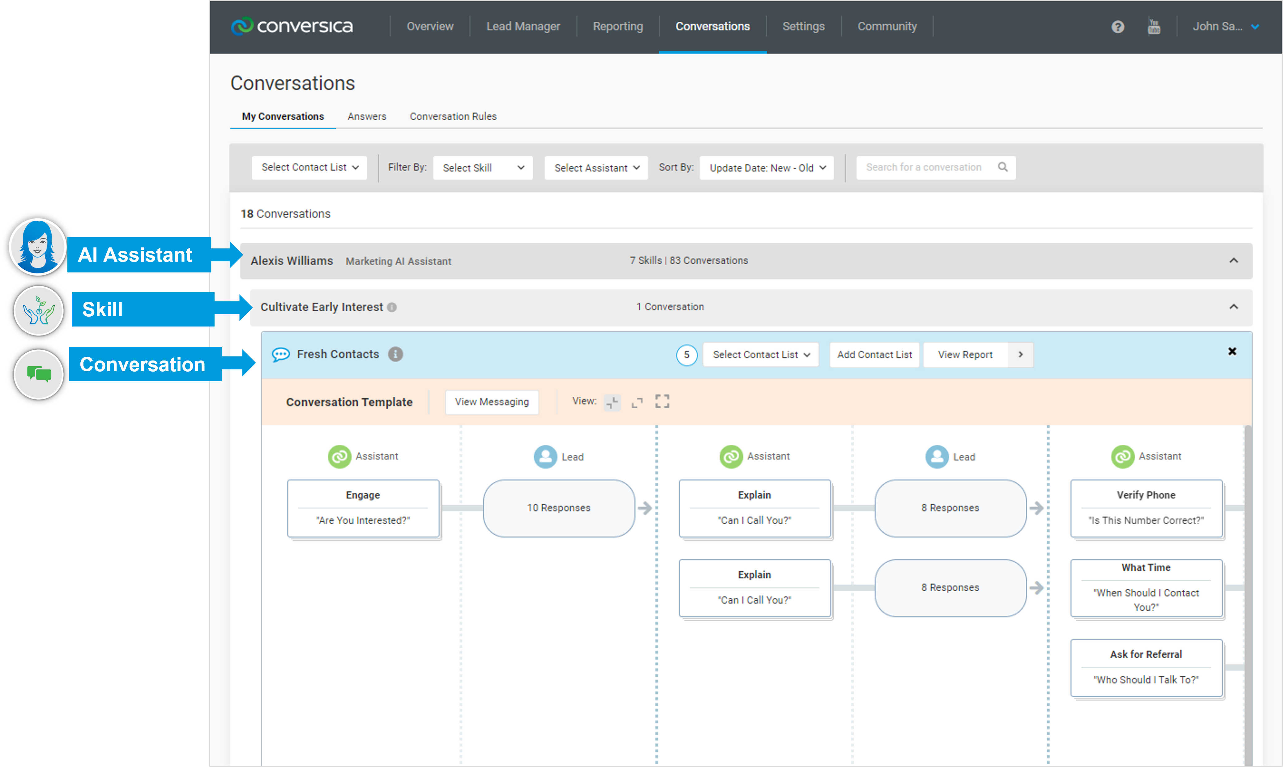 Conversica Interface Screenshot